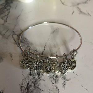 Silver charm bangle bracelet